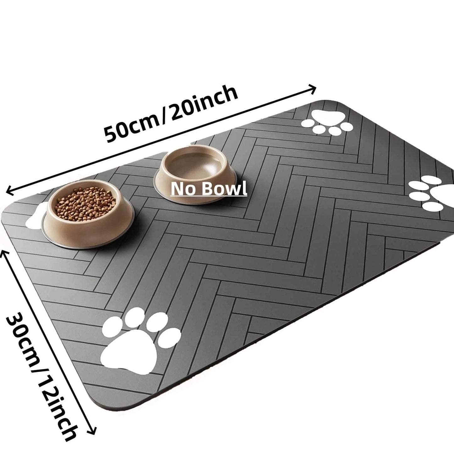 ZEDAPaw 30x50 Black Quick-Dry Placemat with Waterproof Rubber Backing for Cats & Dogs