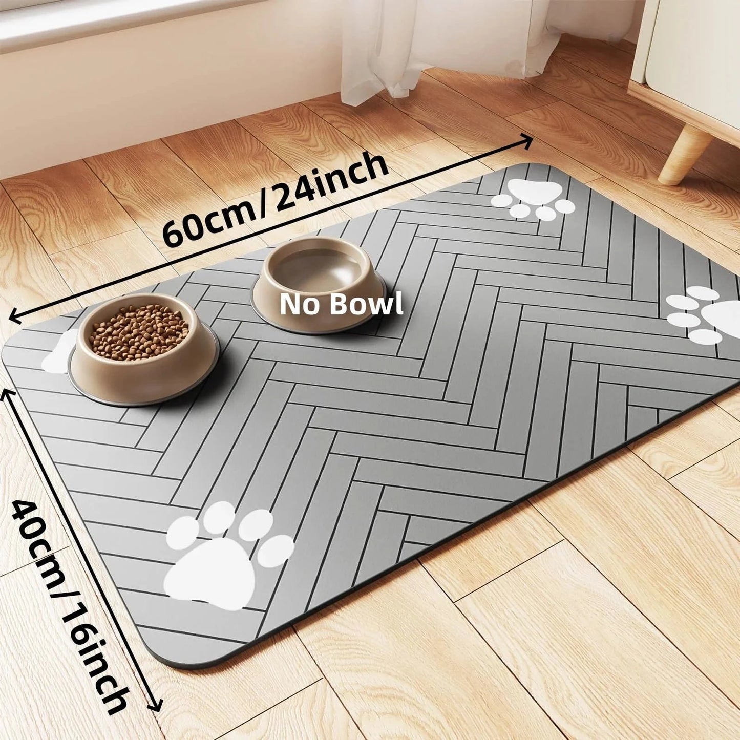 ZEDAPaw 40x60 Gray Quick-Dry Placemat with Waterproof Rubber Backing for Cats & Dogs