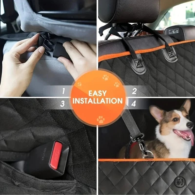 ZEDAPaw Black-Orange Waterproof Dog Car Seat Cover