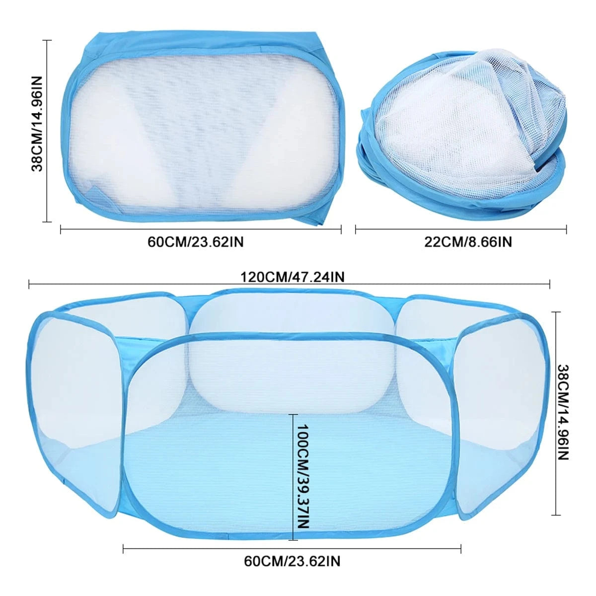 ZEDAPaw Blue Folding Breathable Tent Cage for Dogs, Cats & Small Animals
