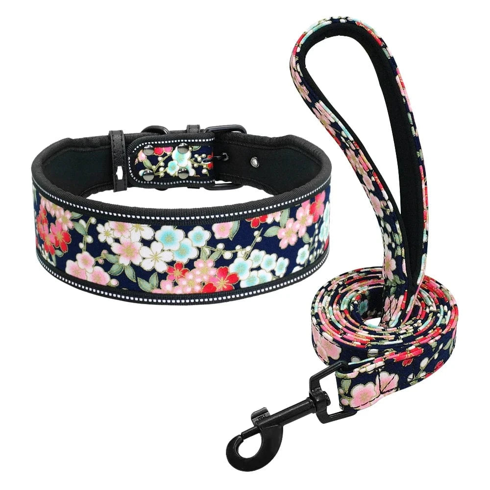 ZEDAPaw Flowers / S Reflective Nylon Dog Collar & Leash Set