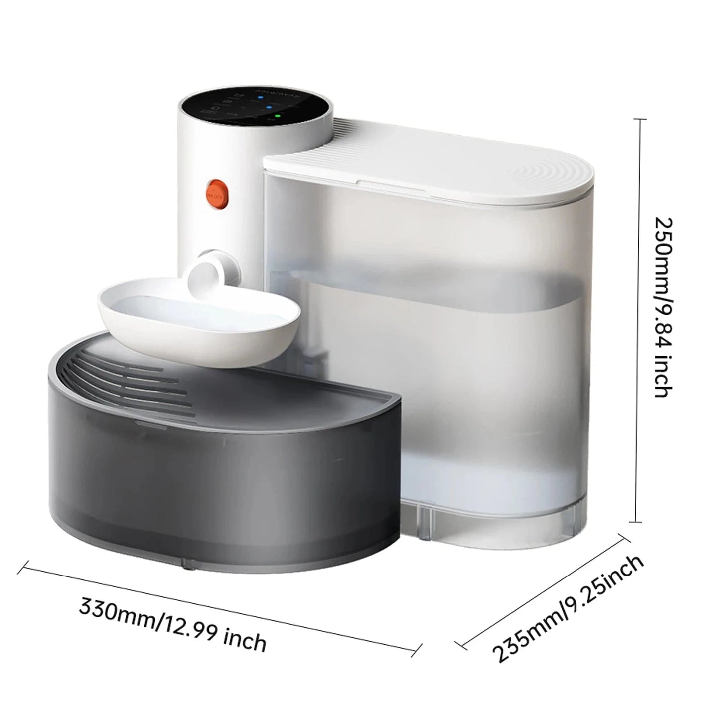 ZEDAPaw Gray 3L Smart Wireless Pet Water Fountain
