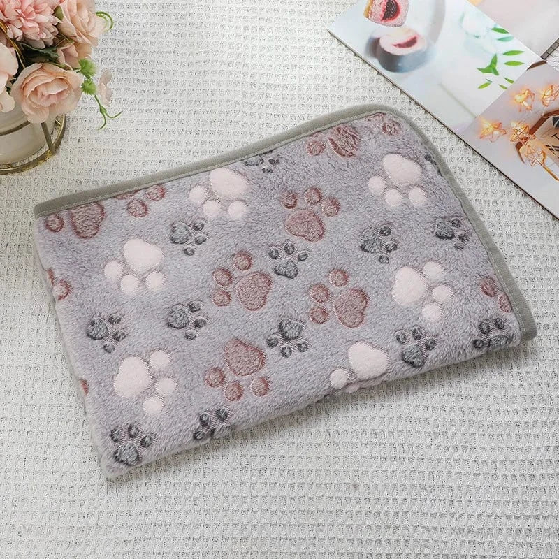 ZEDAPaw Gray / L Warm Paw Print Throw for Dogs, Cats, Puppies & Kittens