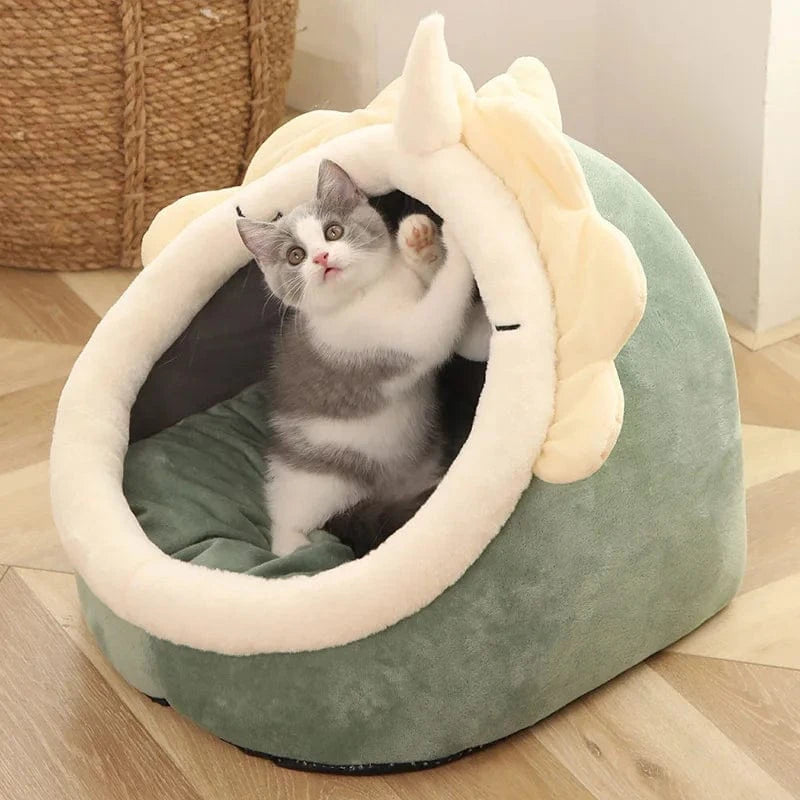 ZEDAPaw Green / S Foldable Cartoon Cave Nest for Cats & Small Dogs