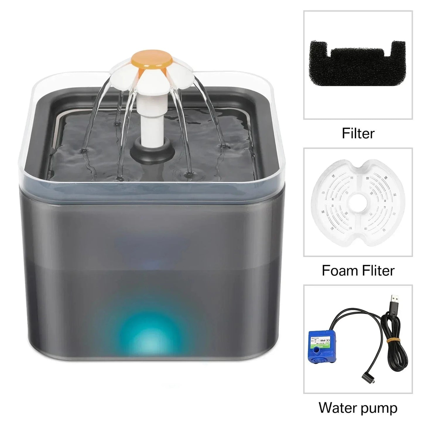 ZEDAPaw Grey 2L Cat Water Fountain – Ultra Silent