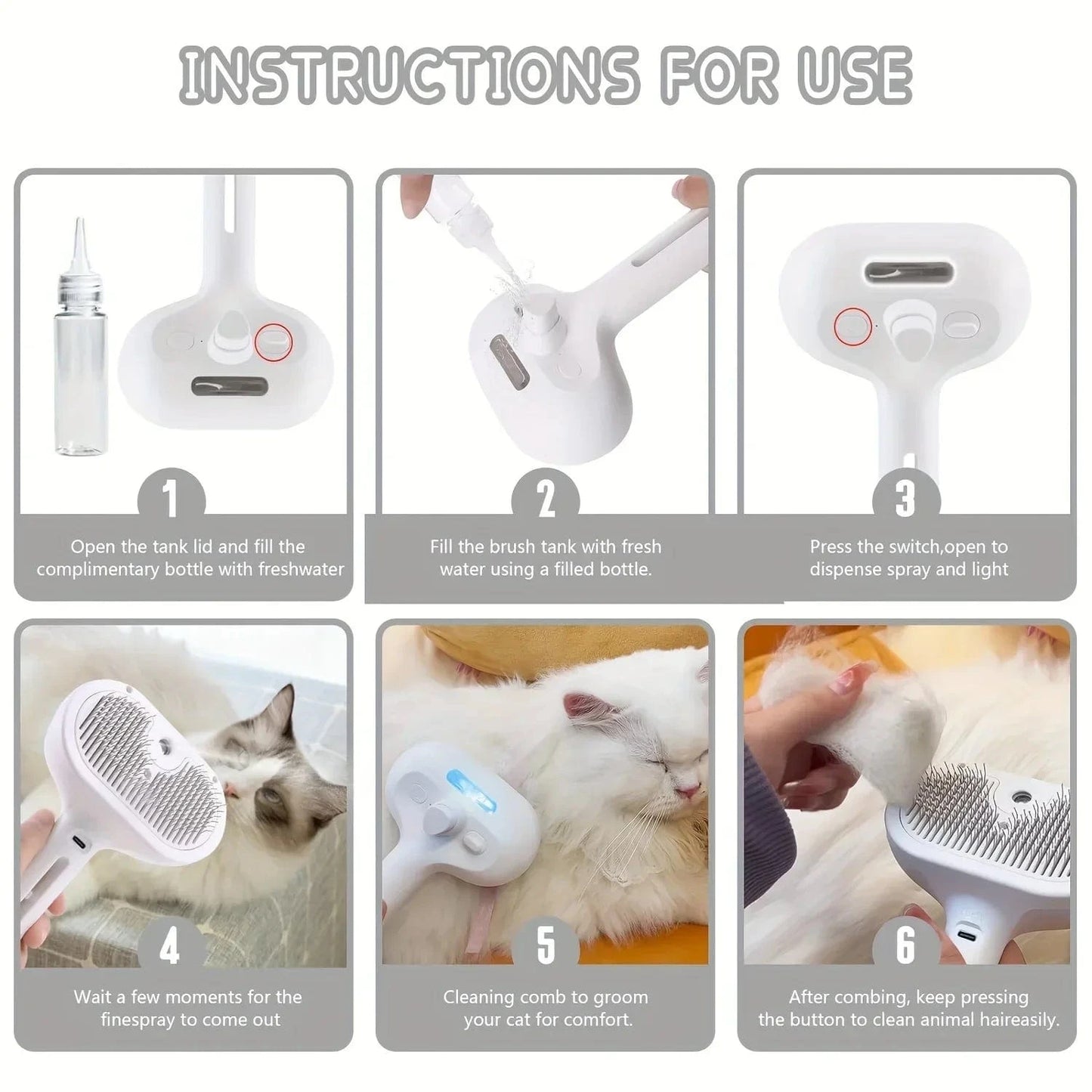 ZEDAPaw Grooming & De-Matting Brush with Water Mist for Cats & Dogs