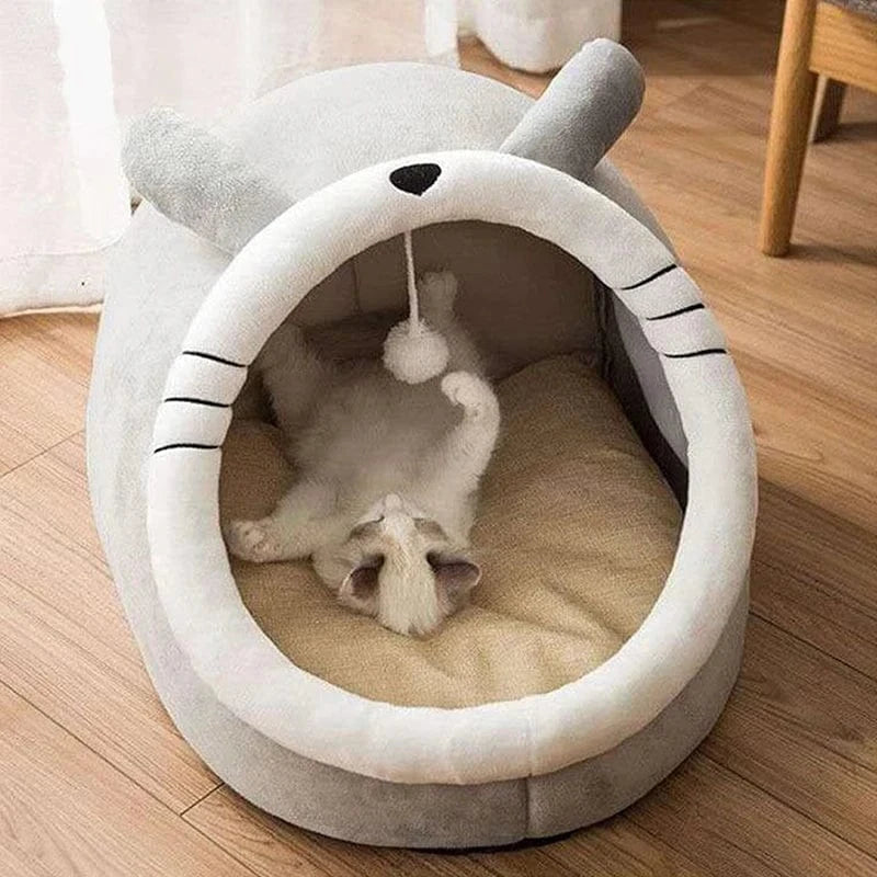 ZEDAPaw Light Gray / S Foldable Cartoon Cave Nest for Cats & Small Dogs