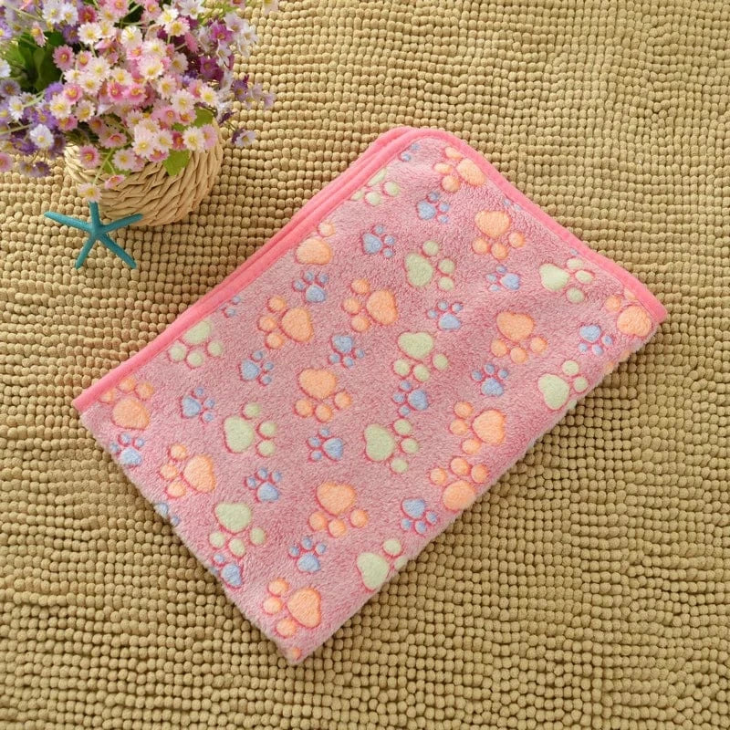 ZEDAPaw Pink / S Warm Paw Print Throw for Dogs, Cats, Puppies & Kittens