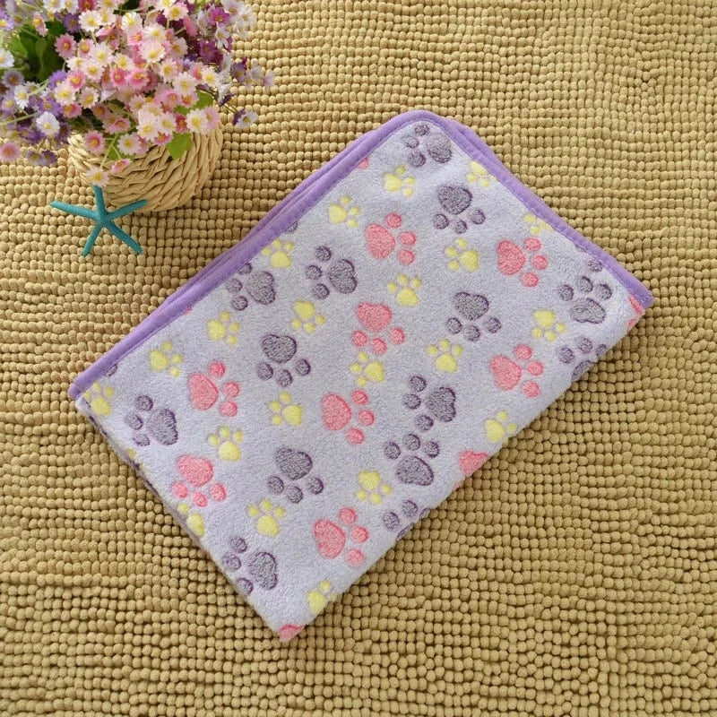 ZEDAPaw Purple / L Warm Paw Print Throw for Dogs, Cats, Puppies & Kittens