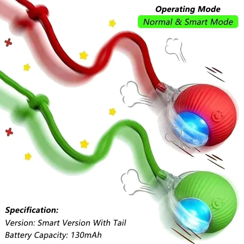 ZEDAPaw Red and Green Tail Smart Rolling Interactive Cat Ball Toy