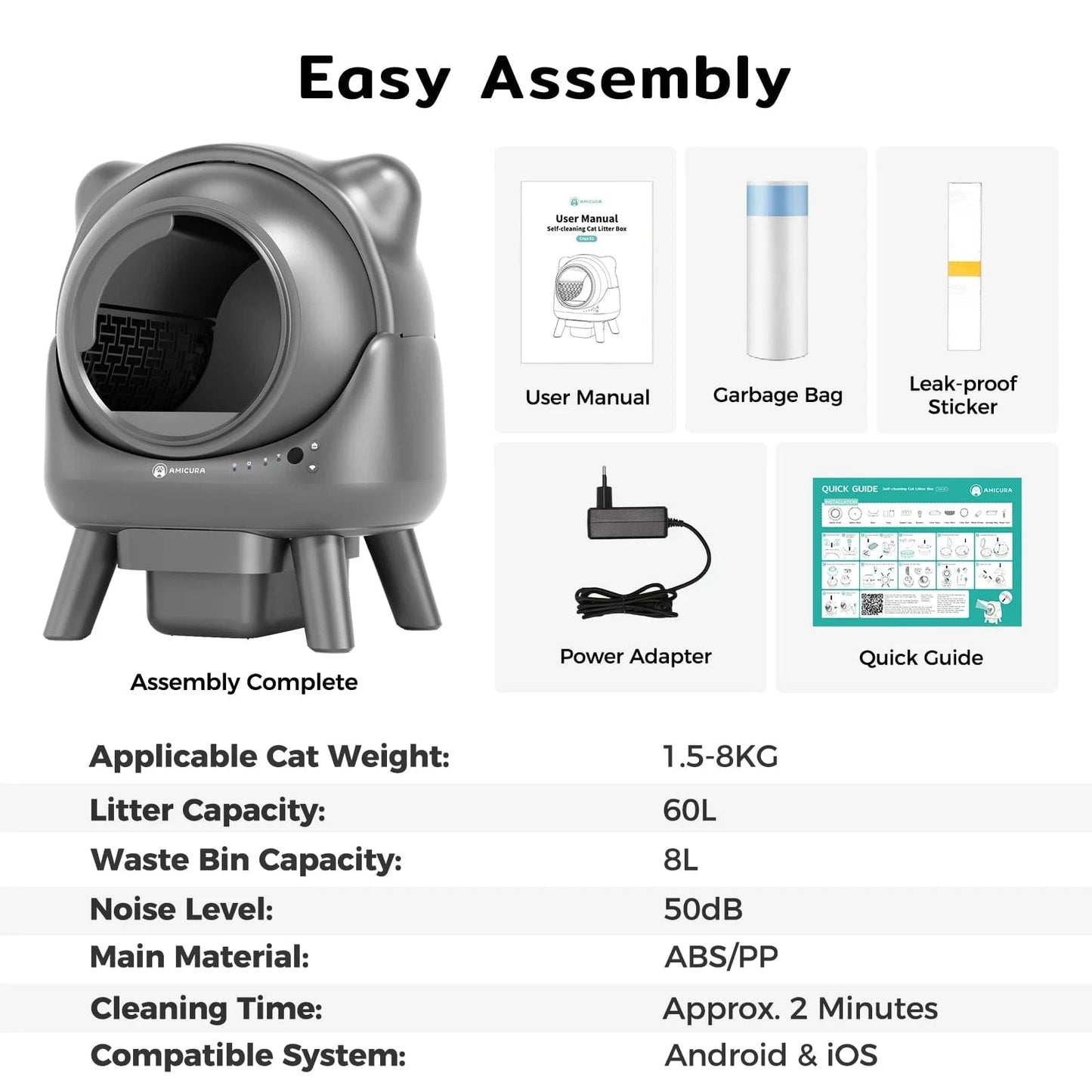 ZEDAPaw Shop Amicura Cura X1 Smart Automatic Cat Litter Box