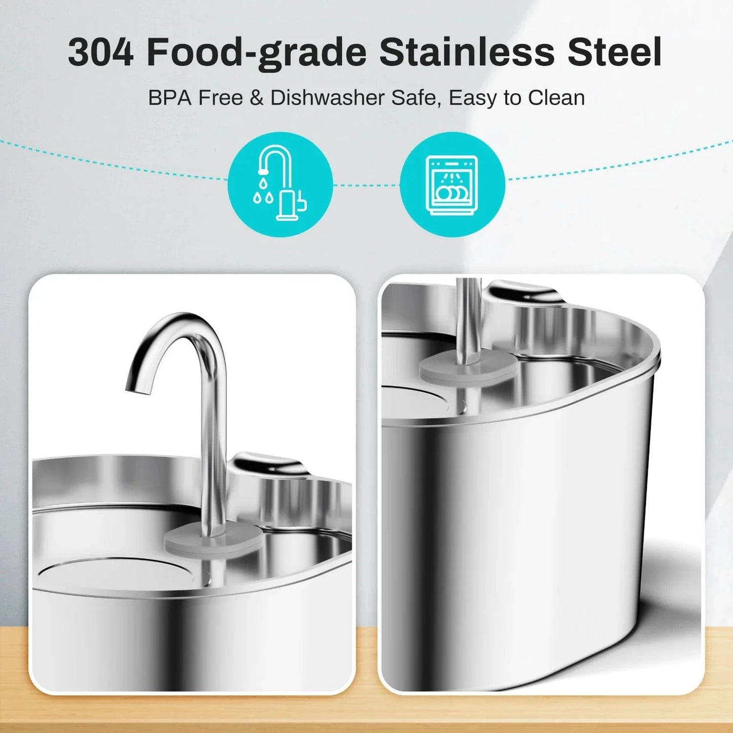 ZEDAPaw Stainless Steel 2.2L Stainless Steel Automatic Pet Water Fountain
