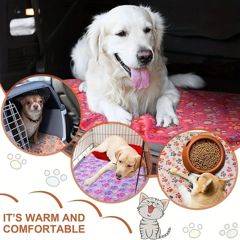 ZEDAPaw Warm Paw Print Throw for Dogs, Cats, Puppies & Kittens