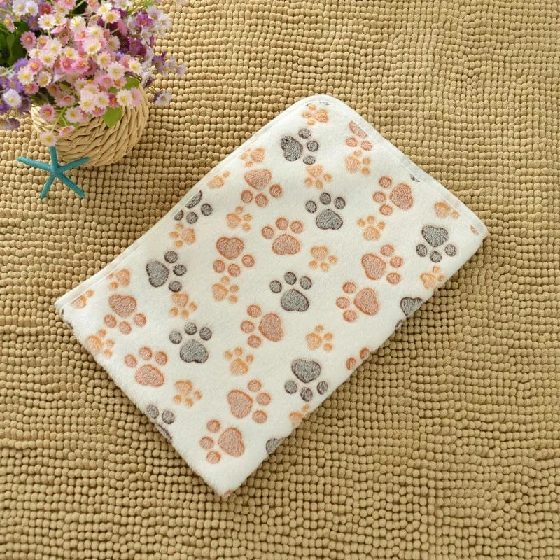 ZEDAPaw White / L Warm Paw Print Throw for Dogs, Cats, Puppies & Kittens