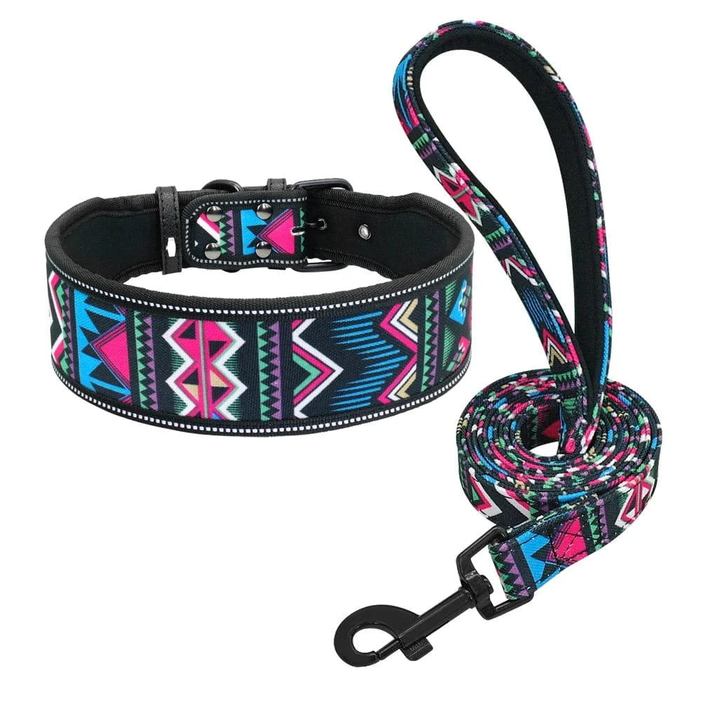 ZEDAPaw ZigZag / S Reflective Nylon Dog Collar & Leash Set