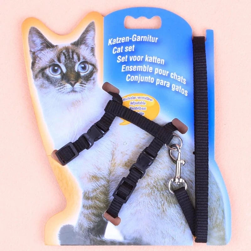 ZEDAPaw Black Adjustable Cat Chest Strap for Safe Outdoor Walks