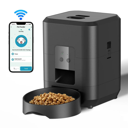 ZEDAPaw Black Automatic Cat & Dog Food Dispenser with Timed Portion Control