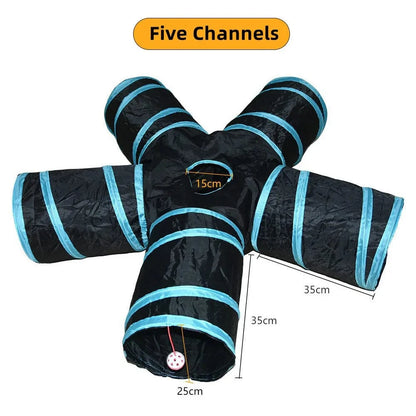 ZEDAPaw Black-Blue 5-Tunnel Interactive Play Tunnel Toy for Indoor Cats