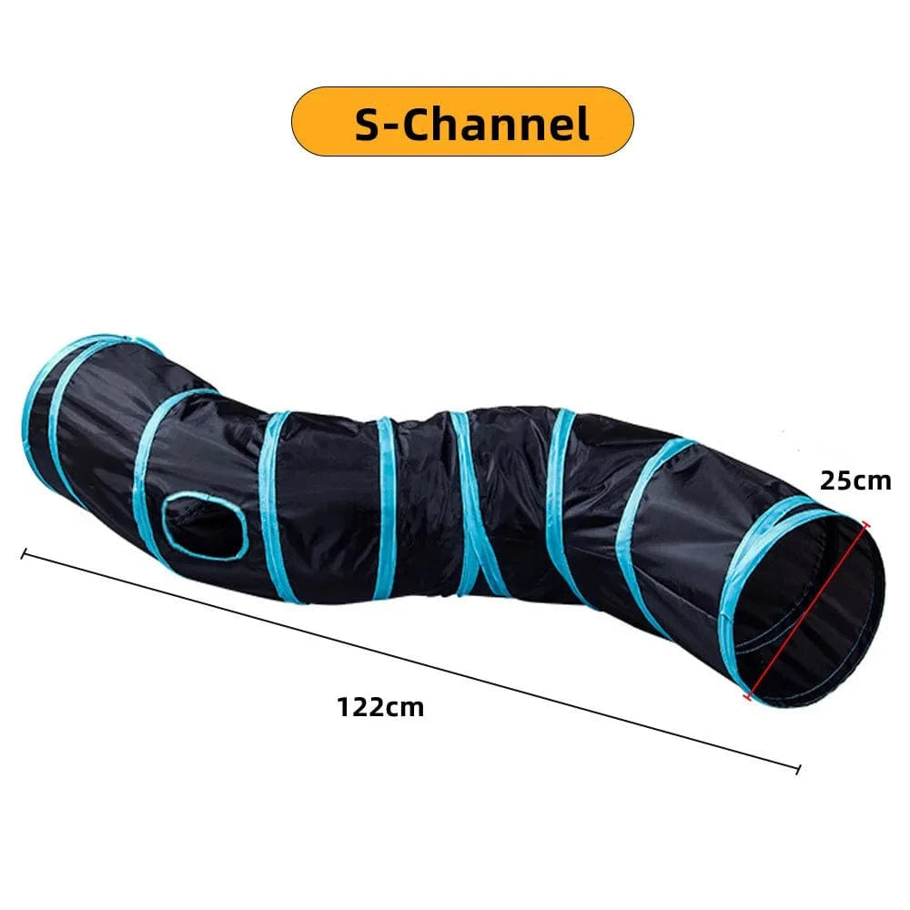 ZEDAPaw Black-Blue S-Tunnel Interactive Play Tunnel Toy for Indoor Cats