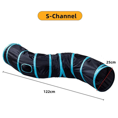 ZEDAPaw Black-Blue S-Tunnel Interactive Play Tunnel Toy for Indoor Cats