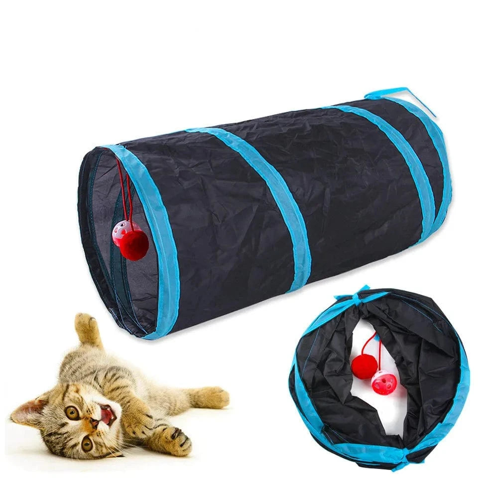 ZEDAPaw Black-Blue Tunnel Interactive Play Tunnel Toy for Indoor Cats