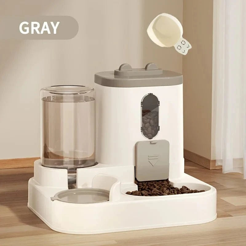 ZEDAPaw Gray 2-in-1 Cat Food & Water Dispenser