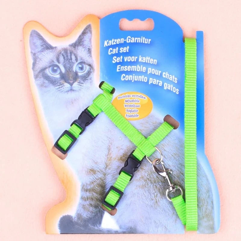 ZEDAPaw Green Adjustable Cat Chest Strap for Safe Outdoor Walks