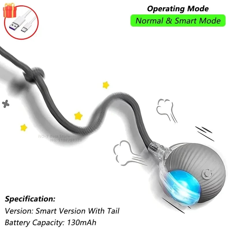 ZEDAPaw Grey Tail Ball Smart Rolling Interactive Cat Ball Toy