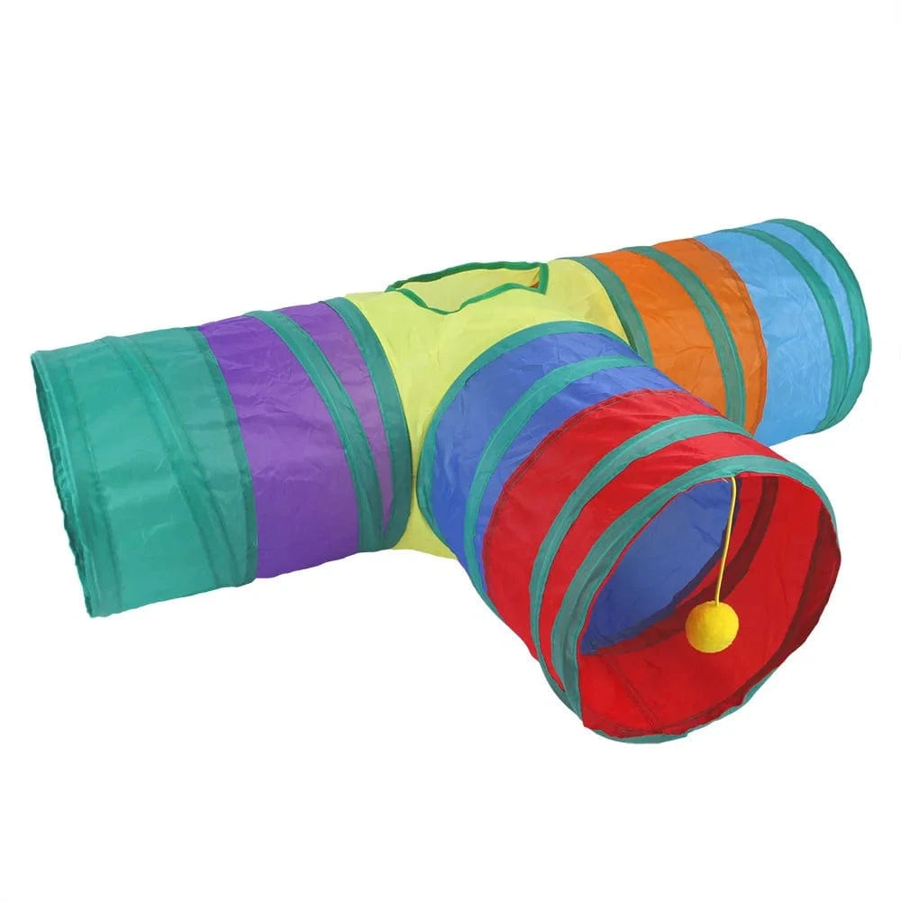 ZEDAPaw Multi-Color T-Tunnel Interactive Play Tunnel Toy for Indoor Cats
