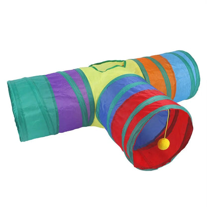 ZEDAPaw Multi-Color T-Tunnel Interactive Play Tunnel Toy for Indoor Cats