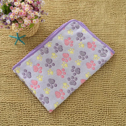 ZEDAPaw Purple / L Warm Paw Print Throw for Dogs, Cats, Puppies & Kittens