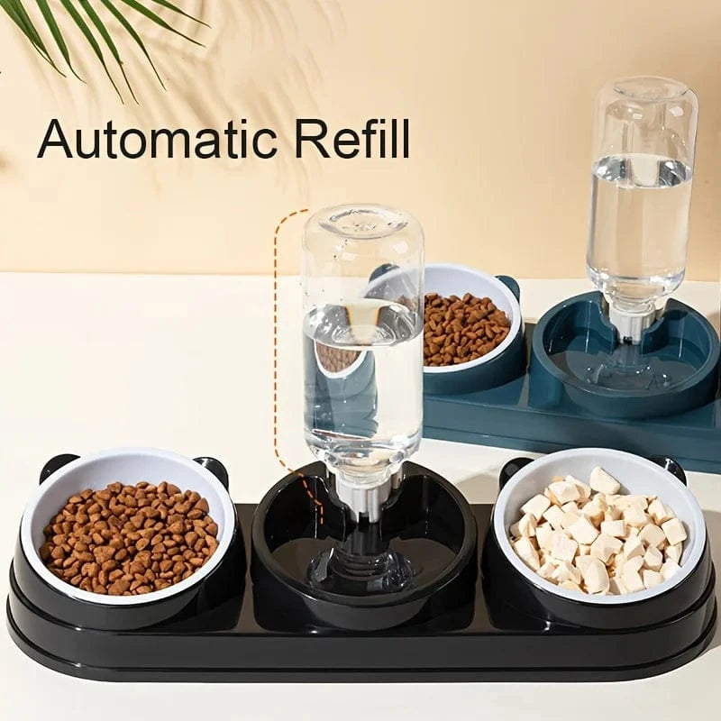 ZEDAPaw Raised Bowls with Automatic Water Bottle for Cats & Small Dogs