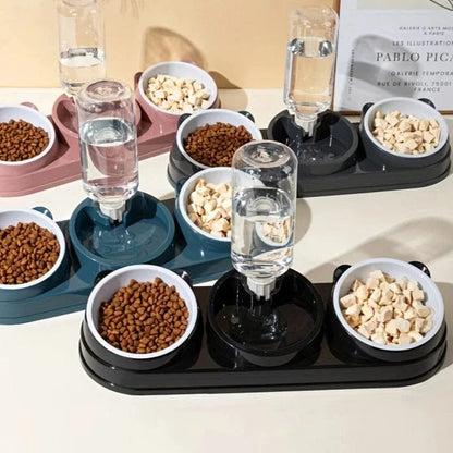 ZEDAPaw Raised Bowls with Automatic Water Bottle for Cats & Small Dogs