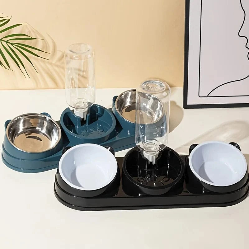 ZEDAPaw Raised Bowls with Automatic Water Bottle for Cats & Small Dogs
