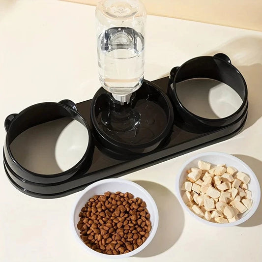 ZEDAPaw Raised Bowls with Automatic Water Bottle for Cats & Small Dogs