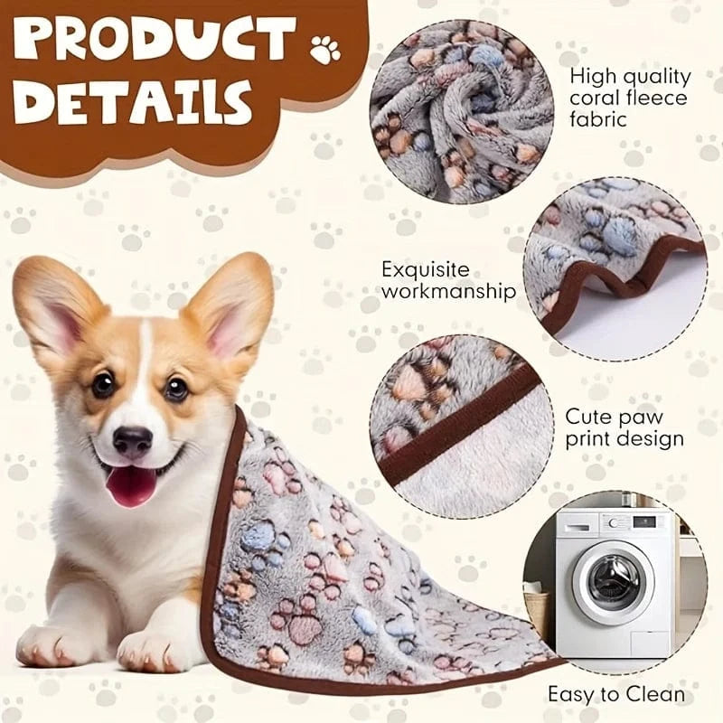 ZEDAPaw Warm Paw Print Throw for Dogs, Cats, Puppies & Kittens