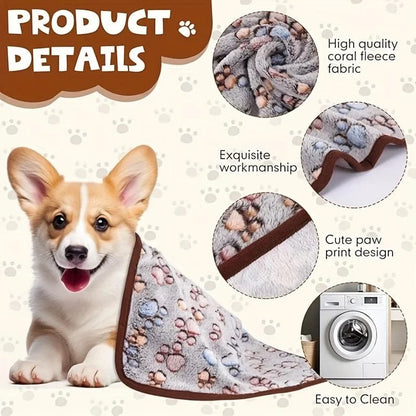 ZEDAPaw Warm Paw Print Throw for Dogs, Cats, Puppies & Kittens