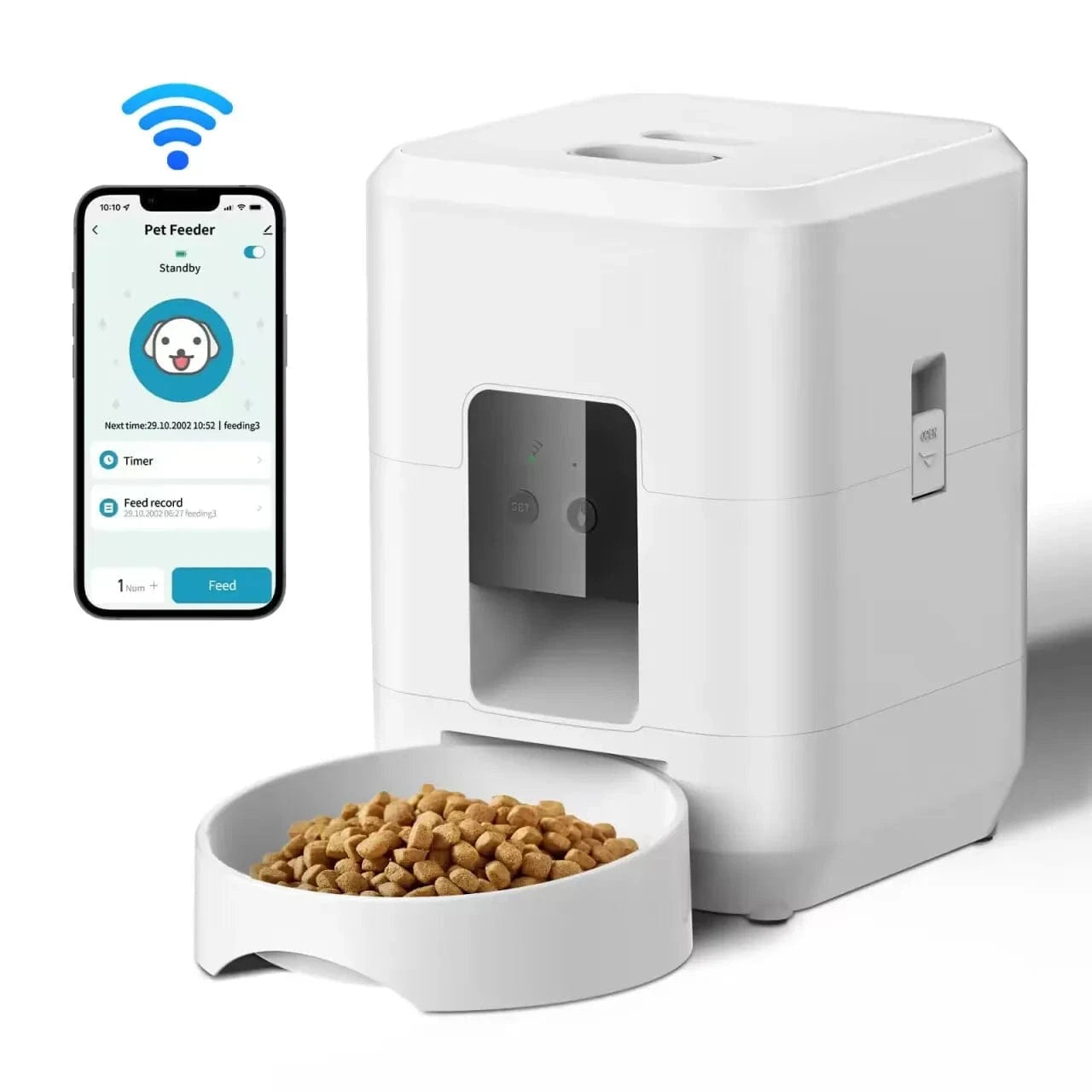ZEDAPaw White Automatic Cat & Dog Food Dispenser with Timed Portion Control
