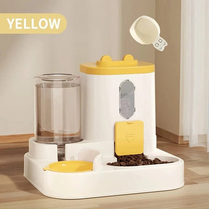 ZEDAPaw Yellow 2-in-1 Cat Food & Water Dispenser